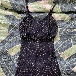 Elegant, navy blue beaded dress